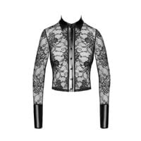 koszula f377 noirelle lace button-up shirt m noir handmade