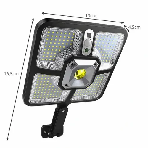 Lampa Solarna 220 LED 15 COB Ogrodowa Uliczna Czujnik Ruchu Zmierzchu Pilot na Arena.pl