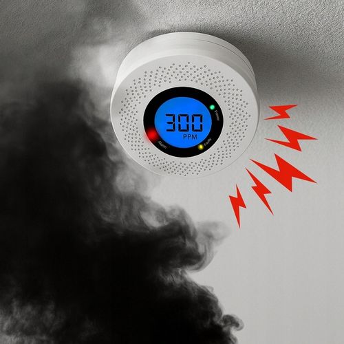 CZUJNIK CZADU DYMU DETEKTOR TLENKU WĘGLA CO GAZU POŻARU OGNIA EKRAN LCD na Arena.pl