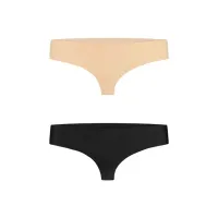bye bra invisible thong 2-pack nude & black m - bezszwowe stringi