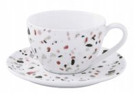 Filiżanka ze spodkiem - Terrazzo - 250 ml - Porcelana - Biały