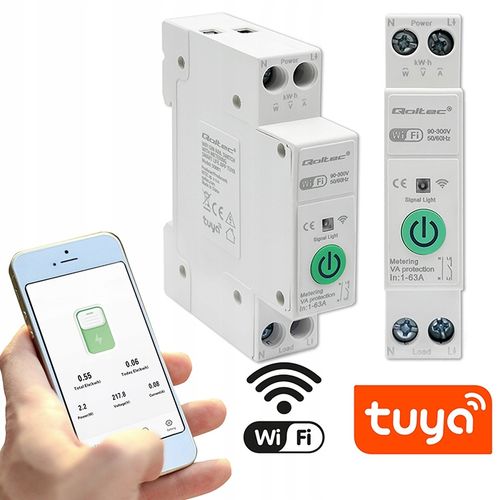 Przekaźnik Wi-fi 63A na szynę DIN z pomiarem prądu TUYA SMART LIFE na Arena.pl