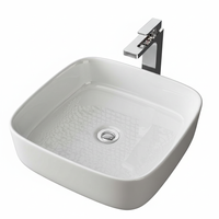 Umywalka Nablatowa Kwadratowa Ceramiczna Biała 39x39 cm Połysk