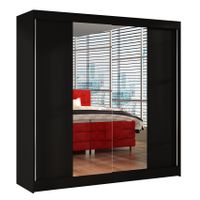 Szafa przesuwna Basti II z lustrem 200cm - garderoba- CZARNY
