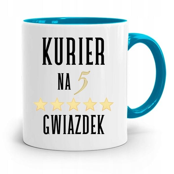 Kubek Błękitny Dla Kuriera Na Pięć Gwiazdek Z Nadrukiem Ze Zdjęciem zdjęcie 1