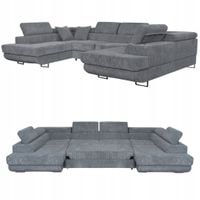 Narożnik kształt U rozkładany f. spania Savio Family meble szary sztruks