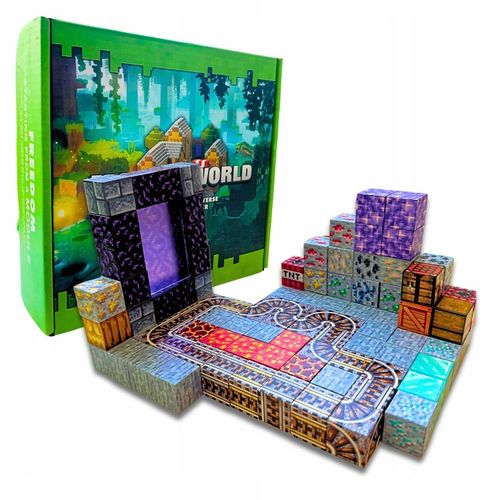 KLOCKI MAGNETYCZNE SZEŚCIANY ZESTAW 100 KLOCKÓW + 1 LUDZIK BLOKI PIKSELE na Arena.pl