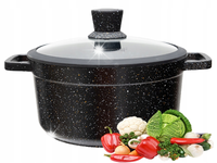 Garnek MARMURKOWY CZARNY tradycyjny Hauspremium NAKRAPIANY 5,2L 24CM