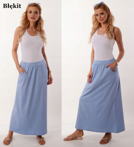 MAXI DŁUGA SPÓDNICA Z KIESZENIAMI prosta - KOLORY na Arena.pl