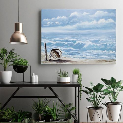 Obraz na płótnie - Canvas, Łódź na plaży akwarela 40x60 na Arena.pl
