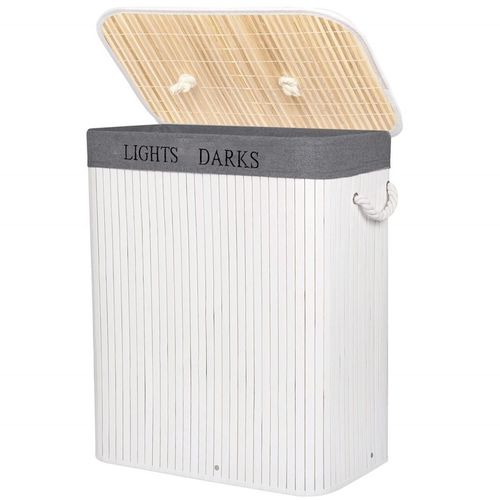 KOSZ BAMBUSOWY NA PRANIE BIELIZNĘ DWUKOMOROWY Z POKRYWĄ POJEMNIK DUŻY 100L na Arena.pl