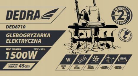 Glebogryzarka elektryczna Kultywator do ziemi gleby 1500W 45cm Mocna na Arena.pl