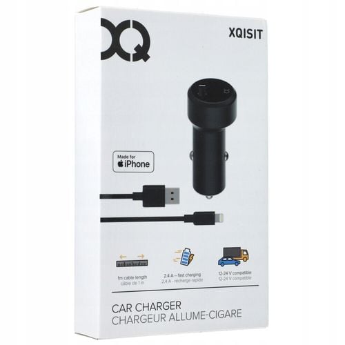 Ładowarka samochodowa XQISIT 1xUSB 2.4A + kabel Lightning na Arena.pl