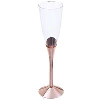 Kieliszki do szampana plastikowe eleganckie nóżka rose gold, 139 ml 6 szt.