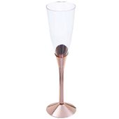 Kieliszki do szampana plastikowe eleganckie nóżka rose gold, 139 ml 6 szt.
