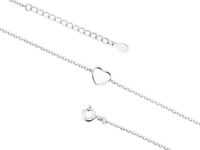 Elegancka rodowana srebrna bransoletka na nogę gładkie serce serduszko srebro 925 Z1784XR