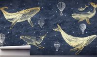 Fototapeta ZŁOTY WIELORYB NA TLE KOSMOSU 130x80