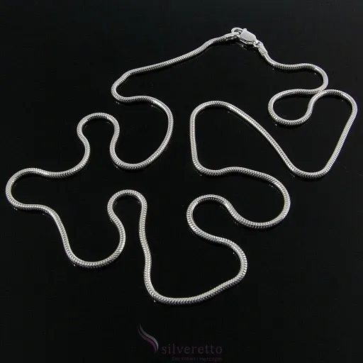 Długi srebrny łańcuszek żmijka okrągła snake 70 cm zdjęcie 5
