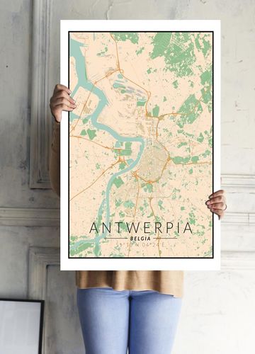 Antwerpia mapa kolorowa - plakat 21x29,7 cm na Arena.pl