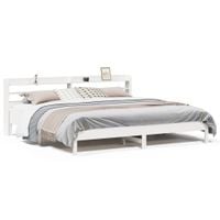 Łóżko bez materaca, białe, 200x200 cm, lite drewno sosnowe