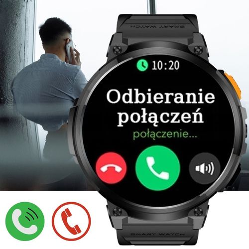 DUŻY zegarek męski SMARTWATCH GRAVITY z ROZMOWAMI DUŻA BATERIA 730mAh 1.85" na Arena.pl
