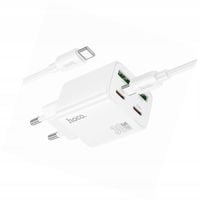 Biała ładowarka cztery porty USB-C 30W Hoco do iPhone 15