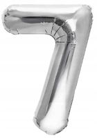 Balon Foliowy Na Urodziny Cyfra 7 Duży Srebrny 40cm Dekoracja Imprezowa XL