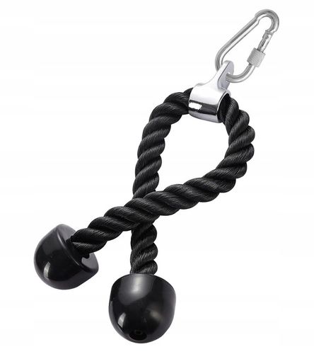 SZNUR UCHWYT DO WYCIĄGU LINA NA TRICEPS MASYWNA I SOLIDNA Z KARABIŃCZYKIEM na Arena.pl