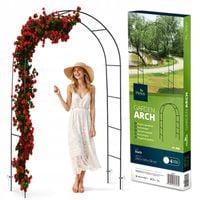 2X Pergola ogrodowa metalowa czarna łuk na kwiaty róże 240x140cm + kotwy