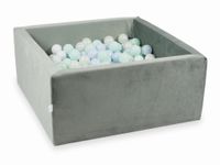 Suchy basen z piłeczkami 400 sztuk 90x90x40 Velvet szary (błękitne jasne perłowe, jasnomiętowe, opalizujące, białe)