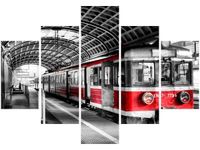 70 100CM OBRAZ 5 ELEM POCIĄG PERONIE DRUK PŁÓTNO