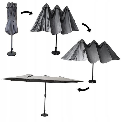 PODWÓJNY PARASOL OGRODOWY PRZECIWSŁONECZY Z KORBKĄ POKROWIEC PHOENIX SZARY na Arena.pl