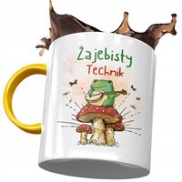Kubek Żółty Dla Technika Żajebisty Technik! Kubek Z Nadrukiem Ze Zdjęciem