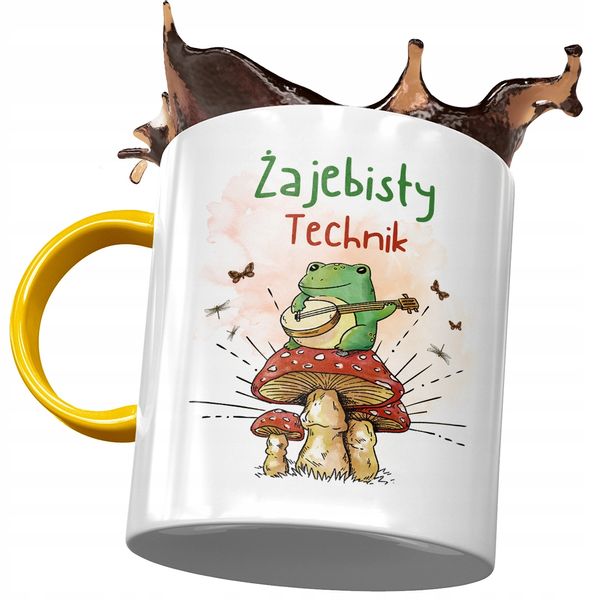 Kubek Żółty Dla Technika Żajebisty Technik! Kubek Z Nadrukiem Ze Zdjęciem zdjęcie 1