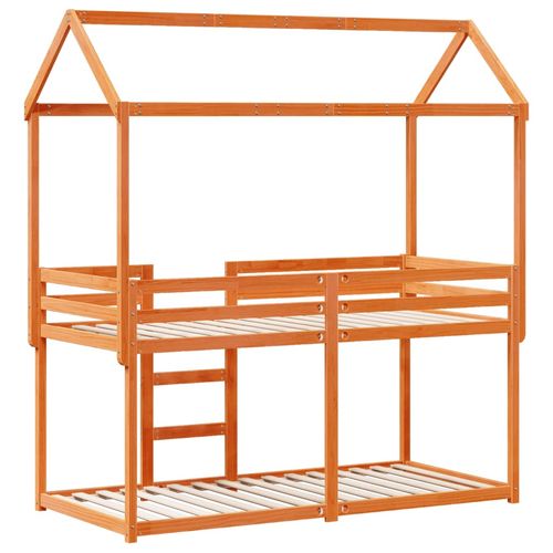 Łóżko z piętrem i daszkiem, woskowy brąz, 90x190 cm, sosnowe na Arena.pl