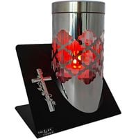 Nowoczesny znicz solarny ze stali lampion fotowoltaiczny czerwone światło