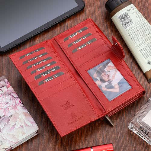 dwustronny portfel damski skórzany ciemnoczerwony na Arena.pl