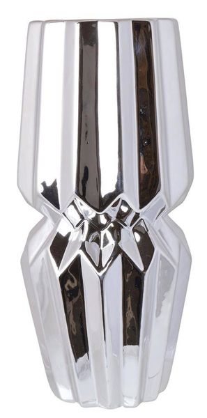 Wazon ceramiczny geometryczny srebrny zdjęcie 1