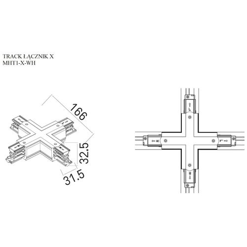 Łącznik typu "X" do szyn DOBAC MHT1-X-WH TRACK Maxlight biały na Arena.pl