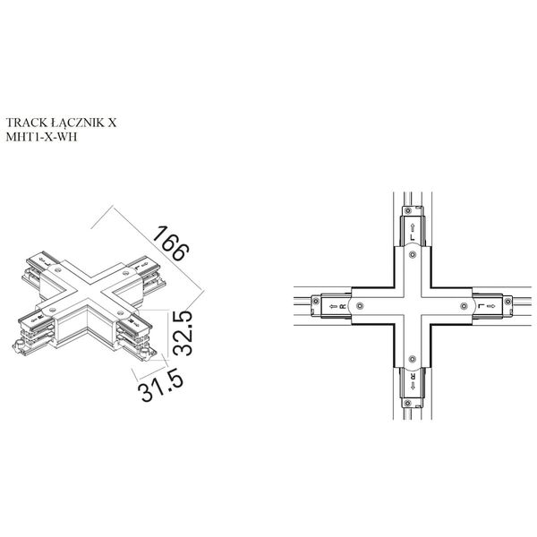 Łącznik typu "X" do szyn DOBAC MHT1-X-WH TRACK Maxlight biały zdjęcie 3