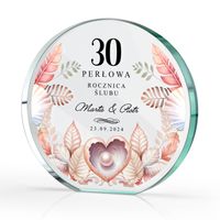 Prezent na Rocznicę Ślubu 30 Rodziców Dziadków Statuetka Szklana + Nadruk