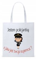 Dla Policjanta Policjantki Torba Eco Biała Shopper Z Nadrukiem Ze Zdjęciem
