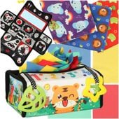 Sorter Montessori Pudełko z Chusteczkami Sensoryczne Mata 2w1 Zwierzątka