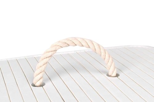 Kosz na pranie bambusowy z pokrywą 80L biało-szary na Arena.pl