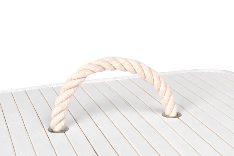 Kosz na pranie bambusowy z pokrywą 80L biało-szary zdjęcie 7