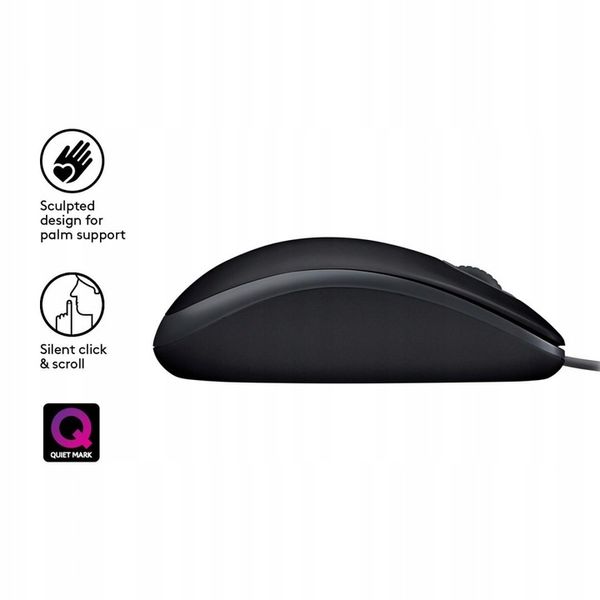 Myszka przewodowa Logitech B110 Silent sensor optyczny zdjęcie 4