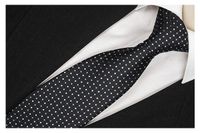 ŻAKARDOWY Krawat Męski Groszki Szary CZARNY rc317