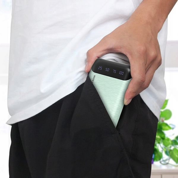 POWERBANK 10000mAh 2,4A 2×USB/USB-C SZYBKI WYDAJNY POWER BANK LED ZIELONY zdjęcie 10