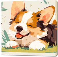 Obraz 100x100cm Beztroski Corgi