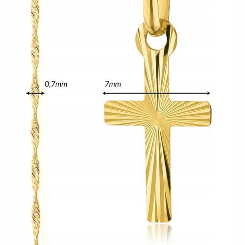 Złoty Krzyżyk z Łańcuszkiem 585 Pamiątka Chrztu Prezent dla Chłopca Grawer na Arena.pl